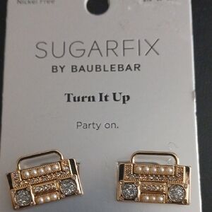 Sugarfix Gold and Pearl Boombox Earrings